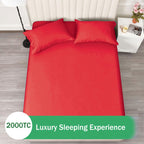 2 Piece Fitted Sheet Set- Fitted Sheet & Pillowcases -Breathable Bedding - Wrinkle, Fade, Stain Resistant- 40cm Deep Pocket Fitted Bed Sheet Set(Red,Single)