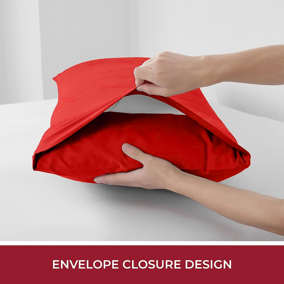 2 Piece Fitted Sheet Set- Fitted Sheet & Pillowcases -Breathable Bedding - Wrinkle, Fade, Stain Resistant- 40cm Deep Pocket Fitted Bed Sheet Set(Red,Single)