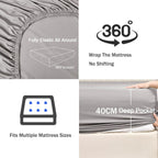 2 Piece Fitted Sheet Set- Fitted Sheet & Pillowcases -Breathable Bedding - Wrinkle, Fade, Stain Resistant- 40cm Deep Pocket Fitted Bed Sheet Set(Silver-gray,Single)