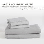 2 Piece Fitted Sheet Set- Fitted Sheet & Pillowcases -Breathable Bedding - Wrinkle, Fade, Stain Resistant- 40cm Deep Pocket Fitted Bed Sheet Set(Silver-gray,Single)