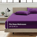 2 Piece Fitted Sheet Set- Fitted Sheet & Pillowcases -Breathable Bedding - Wrinkle, Fade, Stain Resistant- 40cm Deep Pocket Fitted Bed Sheet Set(Purple,Single)