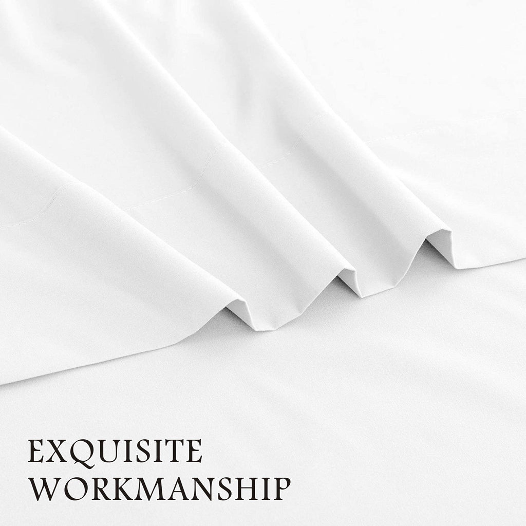 3 Piece Bed Sheet Set- Bedding Sheets & Pillowcases -Breathable Bedding - Wrinkle, Fade, Stain Resistant-Deep Pocket Flat Fitted Bed Sheet Set(White,Single)