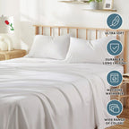 3 Piece Bed Sheet Set- Bedding Sheets & Pillowcases -Breathable Bedding - Wrinkle, Fade, Stain Resistant-Deep Pocket Flat Fitted Bed Sheet Set(White,Single)