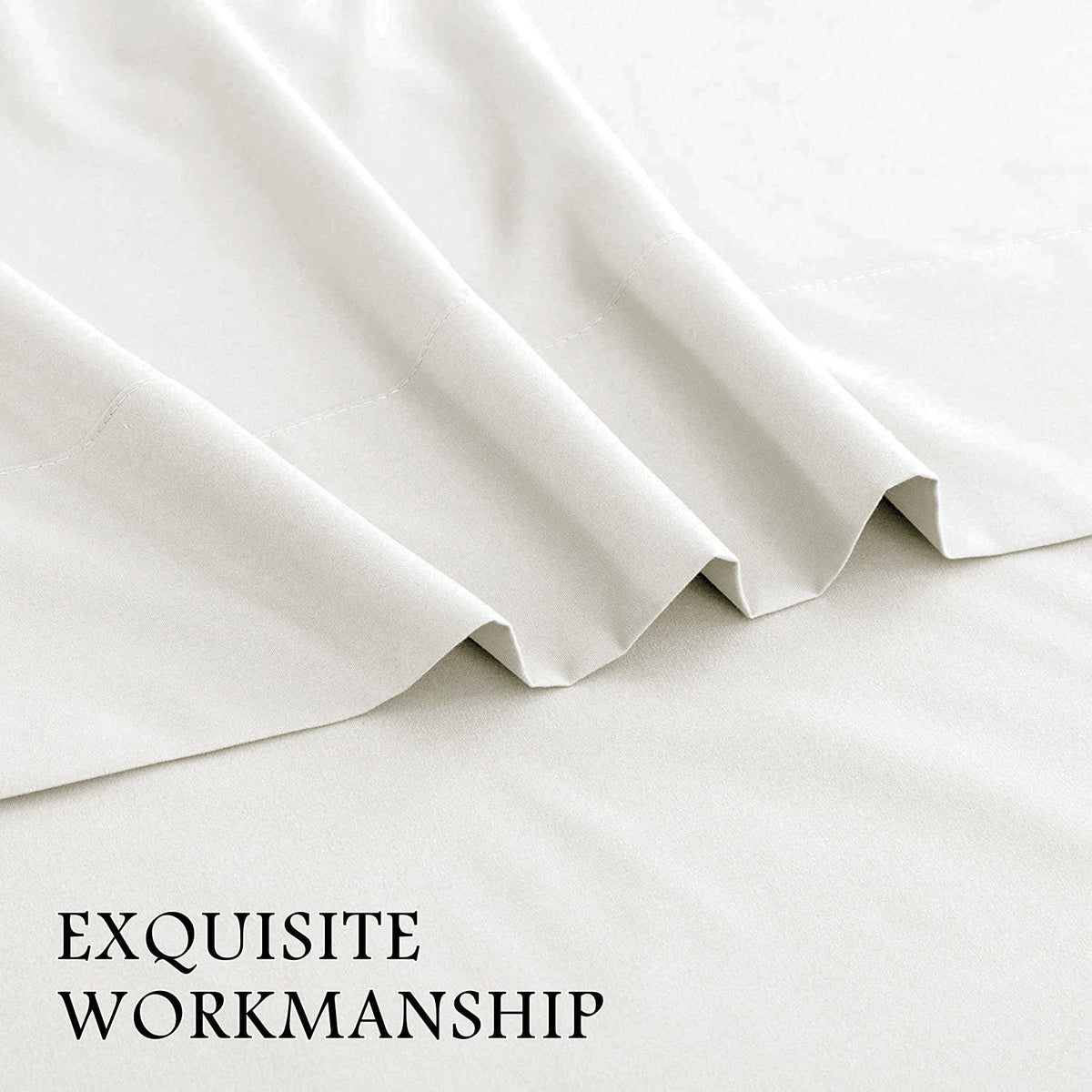 3 Piece Bed Sheet Set- Bedding Sheets & Pillowcases -Breathable Bedding - Wrinkle, Fade, Stain Resistant-Deep Pocket Flat Fitted Bed Sheet Set(Raw white,Single)