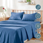 3 Piece Bed Sheet Set- Bedding Sheets & Pillowcases -Breathable Bedding - Wrinkle, Fade, Stain Resistant-Deep Pocket Flat Fitted Bed Sheet Set(Ocean,Single)