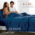 3 Piece Bed Sheet Set- Bedding Sheets & Pillowcases -Breathable Bedding - Wrinkle, Fade, Stain Resistant-Deep Pocket Flat Fitted Bed Sheet Set(Navy,Single)