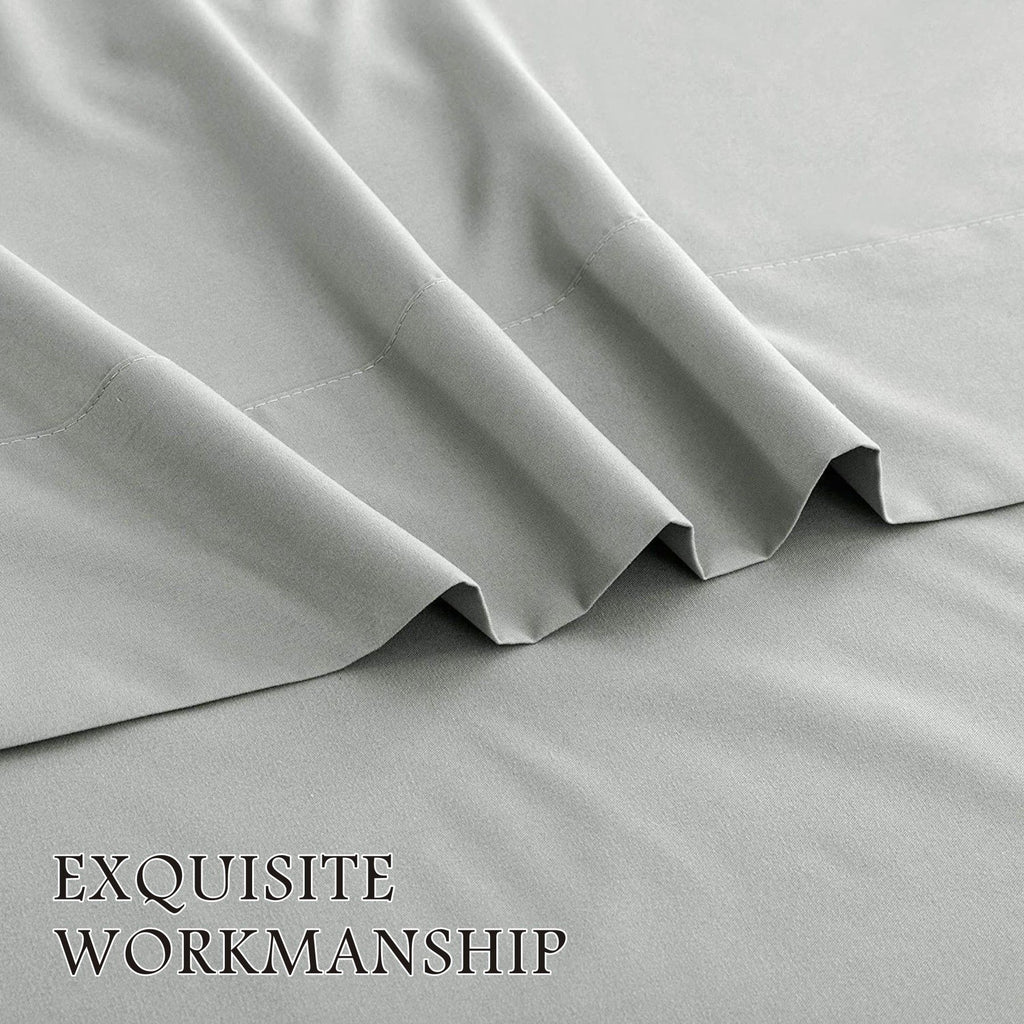 3 Piece Bed Sheet Set- Bedding Sheets & Pillowcases -Breathable Bedding - Wrinkle, Fade, Stain Resistant-Deep Pocket Flat Fitted Bed Sheet Set(Silver-gray,Single)