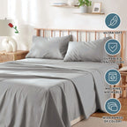 3 Piece Bed Sheet Set- Bedding Sheets & Pillowcases -Breathable Bedding - Wrinkle, Fade, Stain Resistant-Deep Pocket Flat Fitted Bed Sheet Set(Silver-gray,Single)