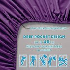 3 Piece Bed Sheet Set- Bedding Sheets & Pillowcases -Breathable Bedding - Wrinkle, Fade, Stain Resistant-Deep Pocket Flat Fitted Bed Sheet Set(Purple,Single)