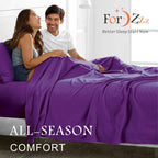 3 Piece Bed Sheet Set- Bedding Sheets & Pillowcases -Breathable Bedding - Wrinkle, Fade, Stain Resistant-Deep Pocket Flat Fitted Bed Sheet Set(Purple,Single)