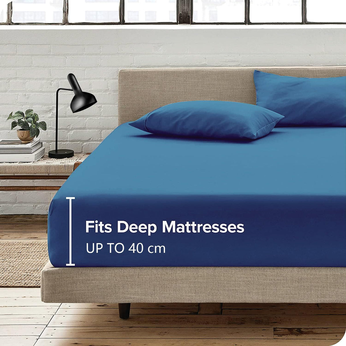 Hotel Quality Fitted Sheet - 1 Piece Fitted Sheet  -Breathable Bedding - Wrinkle, Fade, Stain Resistant- 16inch/40cm Deep Pocket Fitted Bed Sheet-Wrinkle and Fade Resistant,(Ocean,Single)