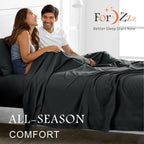 4 Piece Bed Sheet Set- Bedding Sheets & Pillowcases -Breathable Bedding - Wrinkle, Fade, Stain Resistant-Deep Pocket Flat Fitted Bed Sheet Set(Black,Super King)