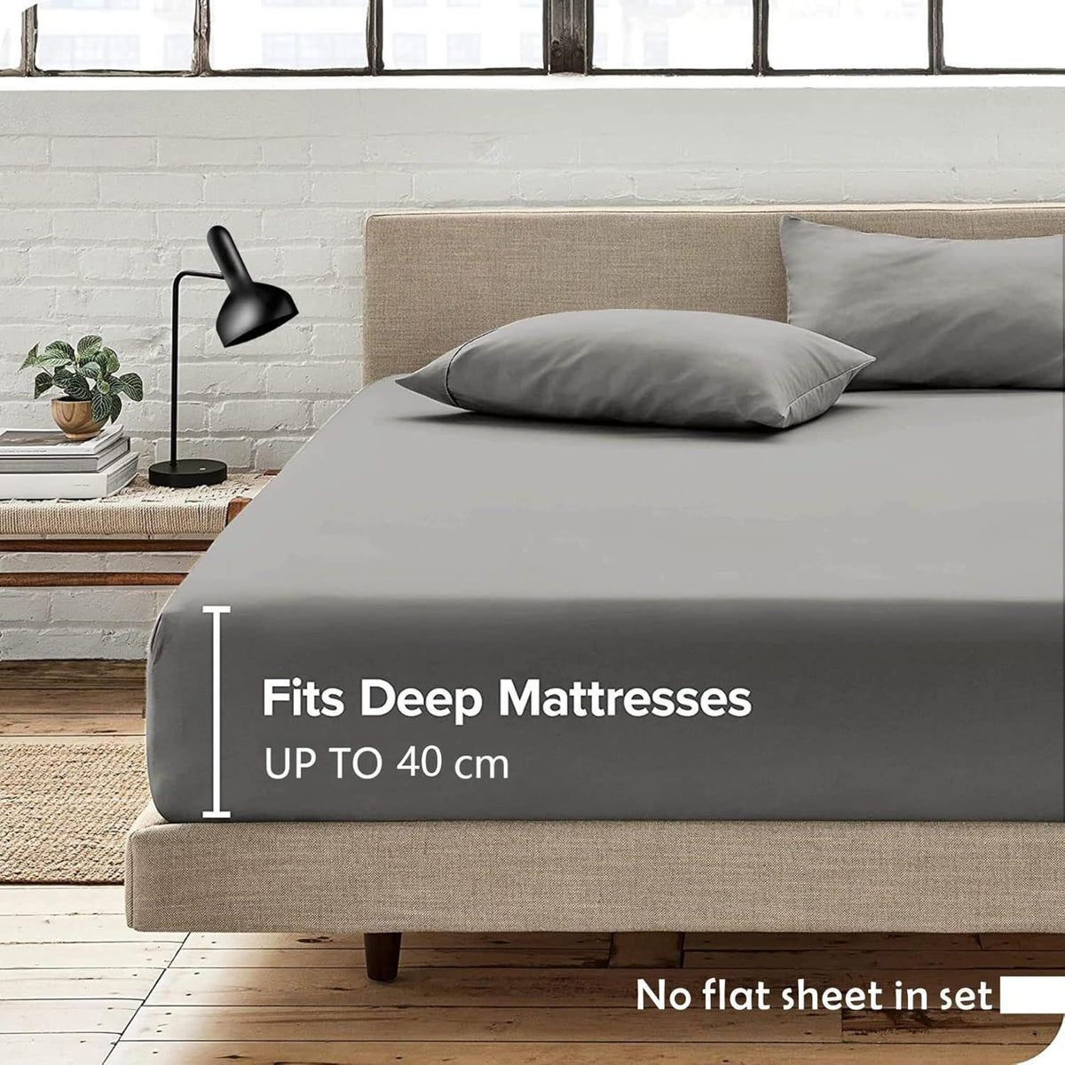 Hotel Quality Fitted Sheet - 1 Piece Fitted Sheet  -Breathable Bedding - Wrinkle, Fade, Stain Resistant- 16inch/40cm Deep Pocket Fitted Bed Sheet-Wrinkle and Fade Resistant,(Grey,Super King)