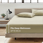 Hotel Quality Fitted Sheet - 1 Piece Fitted Sheet  -Breathable Bedding - Wrinkle, Fade, Stain Resistant- 16inch/40cm Deep Pocket Fitted Bed Sheet-Wrinkle and Fade Resistant,(Cream White,Super King)