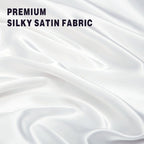 Art Silk Satin Sheet Set Hotel 4 Pieces Fitted/Flat Sheet Bedding Set-Luxury Soft Silky Sheets for Hair and Skin, Similar to Silk Bed Sheets Set 4 Pieces(Double,White)