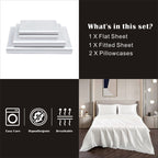 Art Silk Satin Sheet Set Hotel 4 Pieces Fitted/Flat Sheet Bedding Set-Luxury Soft Silky Sheets for Hair and Skin, Similar to Silk Bed Sheets Set 4 Pieces(Double,White)