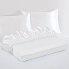 Satin Fitted Sheet Set Hotel 3 Pieces Fitted Sheet with Pillowcase, Art Silk Bedding Set-Luxury Soft Silky Sheets for Hair and Skin, Similar to Silk Fitted Sheets Set 3 Pieces(Queen,White)