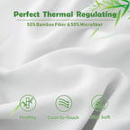 3 Piece Hotel Bamboo Cooling Fitted Sheet Set & Pillowcase -Ultra Soft 2000TC Breathable Fitted Bed Sheets Set with 37 Centimetre Deep Pocket-Cooling Sheets for Hot Sleepers(White,Queen)