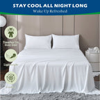 4 Piece Hotel Bamboo Cooling Sheet Set -Ultra Soft 2000TC Breathable Bed Sheets Set with 37 Centimetre Deep Pocket-Cooling Sheets for Hot Sleepers(White,Super King)