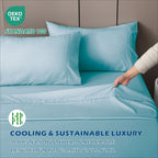 4 Piece Hotel Bamboo Cooling Sheet Set -Ultra Soft 2000TC Breathable Bed Sheets Set with 37 Centimetre Deep Pocket-Cooling Sheets for Hot Sleepers(Sky Blue,Super King)