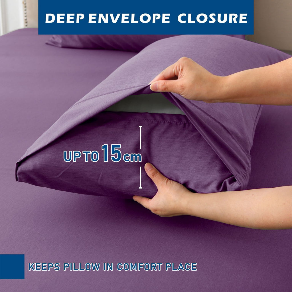 4 Piece Hotel Bamboo Cooling Sheet Set -Ultra Soft 2000TC Breathable Bed Sheets Set with 37 Centimetre Deep Pocket-Cooling Sheets for Hot Sleepers(Purple,Super King)