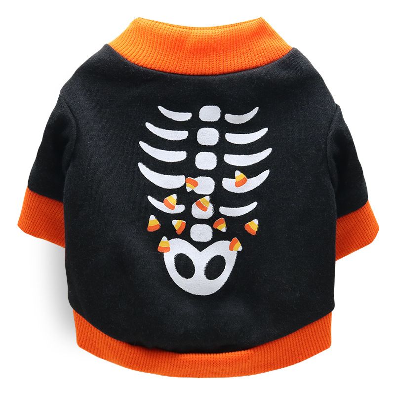 DROOLING DOG Pet Dog Cat Clothes Cotton T Shirt Black Orange edge (Fishbone) XS