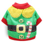 DROOLING DOG Pet Dog Cat Clothes Cotton T Shirt Green with Red Edge (Santa Claus) XS