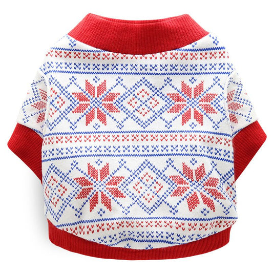 DROOLING DOG Pet Dog Cat Clothes Cotton T Shirt Red Edge (Snowflake)