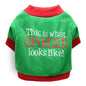 DROOLING DOG Pet Dog Cat Clothes Cotton T Shirt Green bottom with red edges (spoiled shoes)