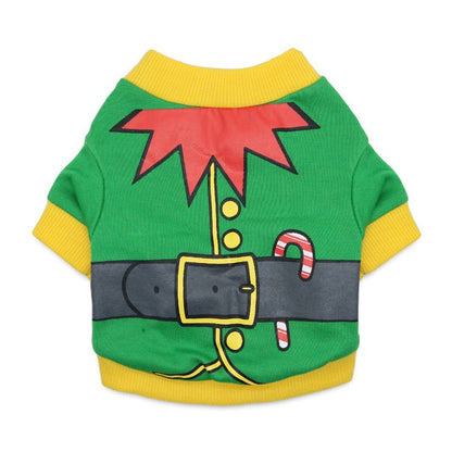 DROOLING DOG Pet Dog Cat Clothes Cotton T Shirt Green bottom with red edges (spoiled shoes)
