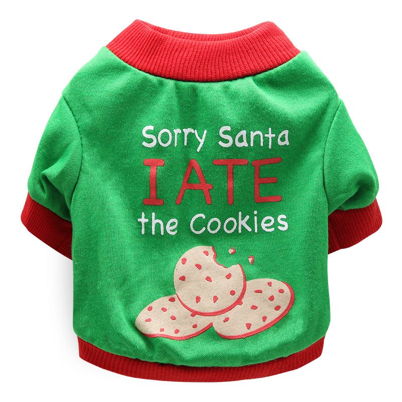 DROOLING DOG Pet Dog Cat Clothes Cotton T Shirt Green background with red edge (biscuit)