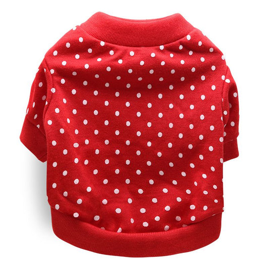 DROOLING DOG Pet Dog Cat Clothes Cotton T Shirt Red (dot)