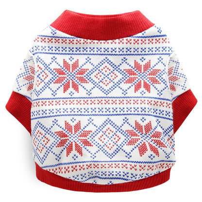 DROOLING DOG Pet Dog Cat Clothes Cotton T Shirt Red Edge (Snowflake) M