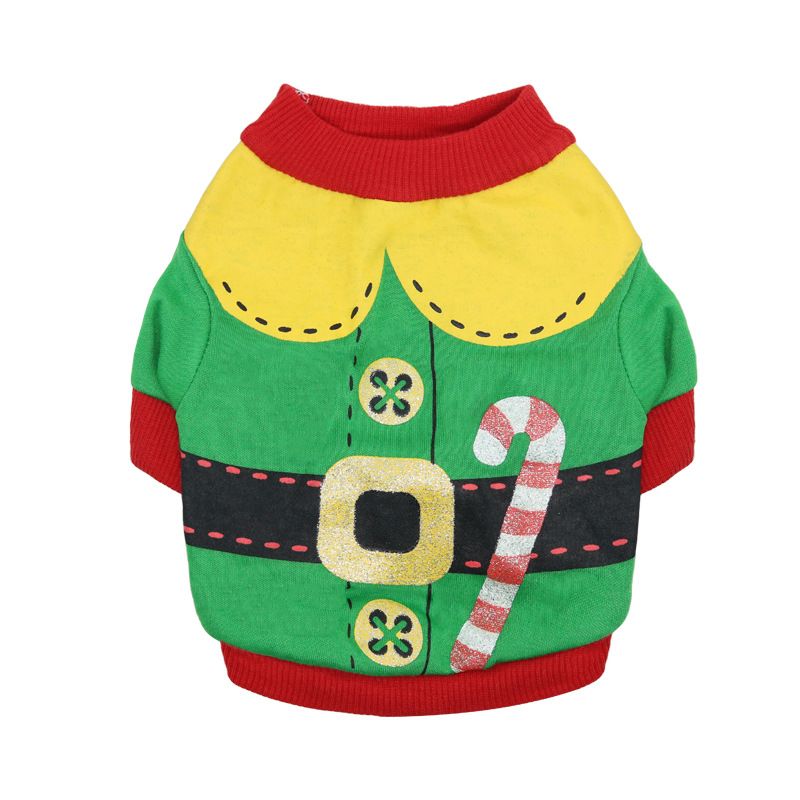 DROOLING DOG Pet Dog Cat Clothes Cotton T Shirt White background with green edge (Fawn)
