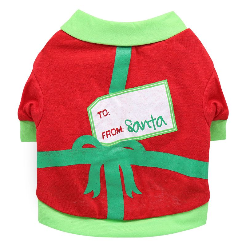 DROOLING DOG Pet Dog Cat Clothes Cotton T Shirt Red Green Edge (Envelope) XS