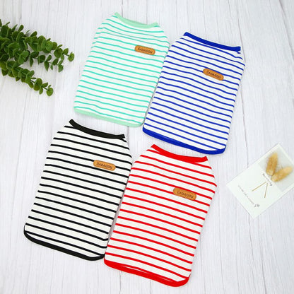 DADAGOU Dog Vest Cotton Striped Casual Pet Clothing 21 Casual Striped Vest-Green XS