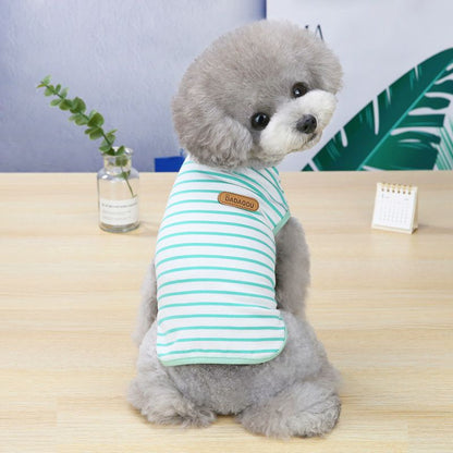 DADAGOU Dog Vest Cotton Striped Casual Pet Clothing 21 Casual Striped Vest-Green L