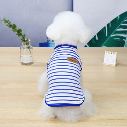 DADAGOU Dog Vest Cotton Striped Casual Pet Clothing 21 Casual Striped Vest-Blue XL