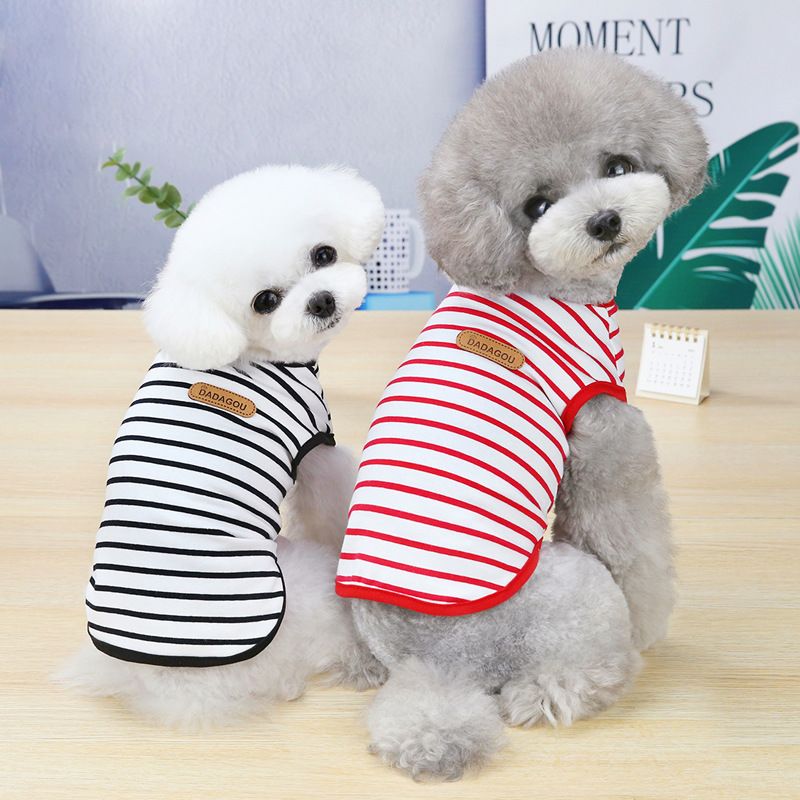 DADAGOU Dog Vest Cotton Striped Casual Pet Clothing 21 Casual Striped Vest-Blue XXL