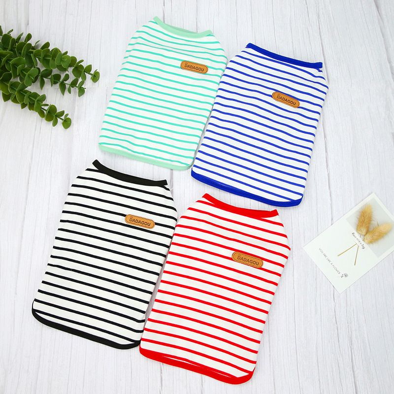 DADAGOU Dog Vest Cotton Striped Casual Pet Clothing 21 Casual Striped Vest-Red XL
