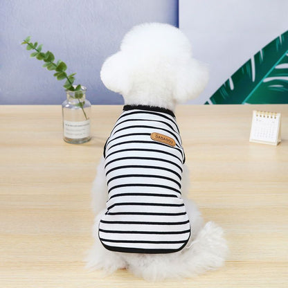 DADAGOU Dog Vest Cotton Striped Casual Pet Clothing 21 Casual Striped Vest-Black L