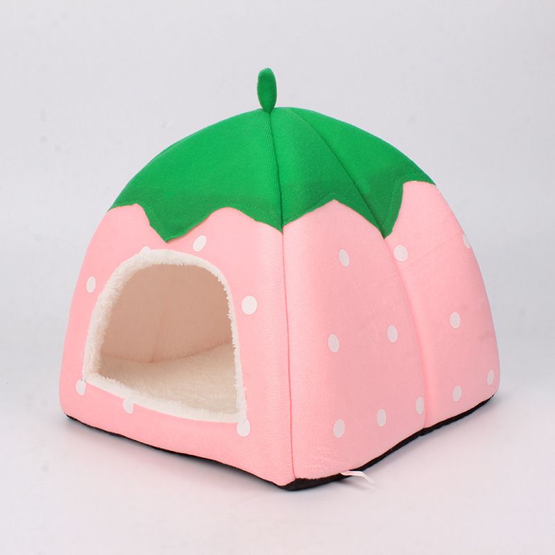 Strawberry Pet Nest Suede Small Dog Cat Bed Pink XL(48*48*48) is suitable for about 16 Jin