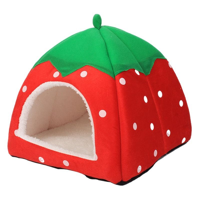 Strawberry Pet Nest Suede Small Dog Cat Bed Pink XL(48*48*48) is suitable for about 16 Jin