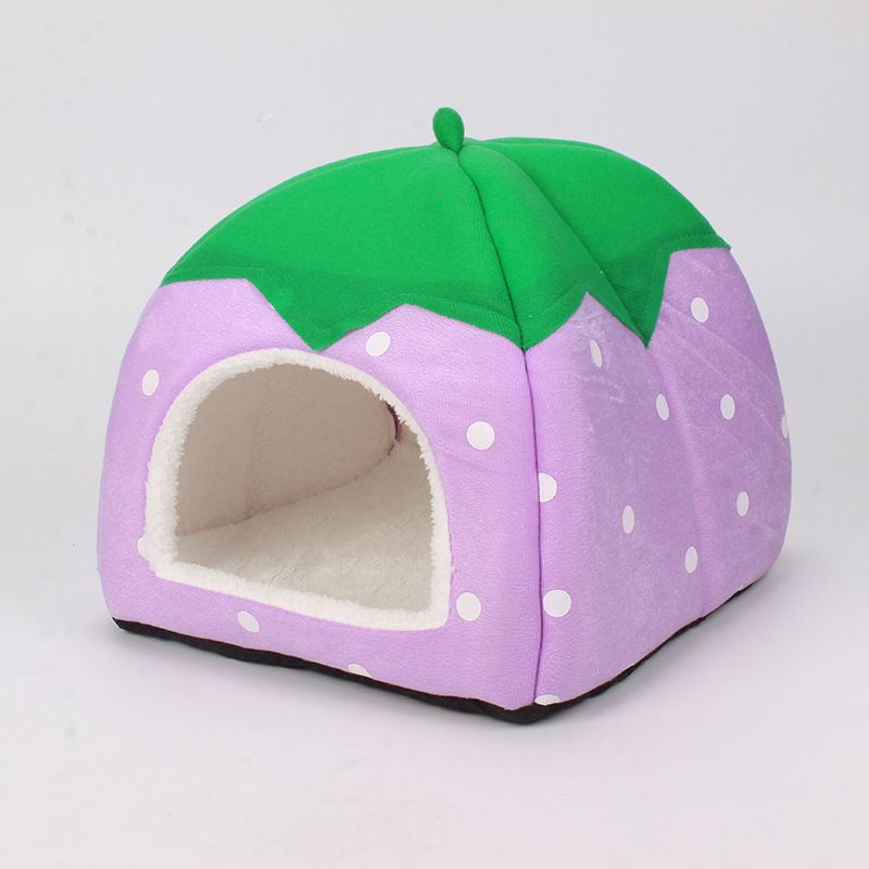 Strawberry Pet Nest Suede Small Dog Cat Bed Pink XL(48*48*48) is suitable for about 16 Jin