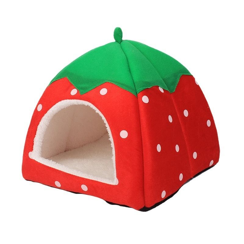 Strawberry Pet Nest Suede Small Dog Cat Bed Pink XL(48*48*48) is suitable for about 16 Jin