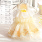 Accope Pet Dress Cotton Princess Style Summer Palace gold M
