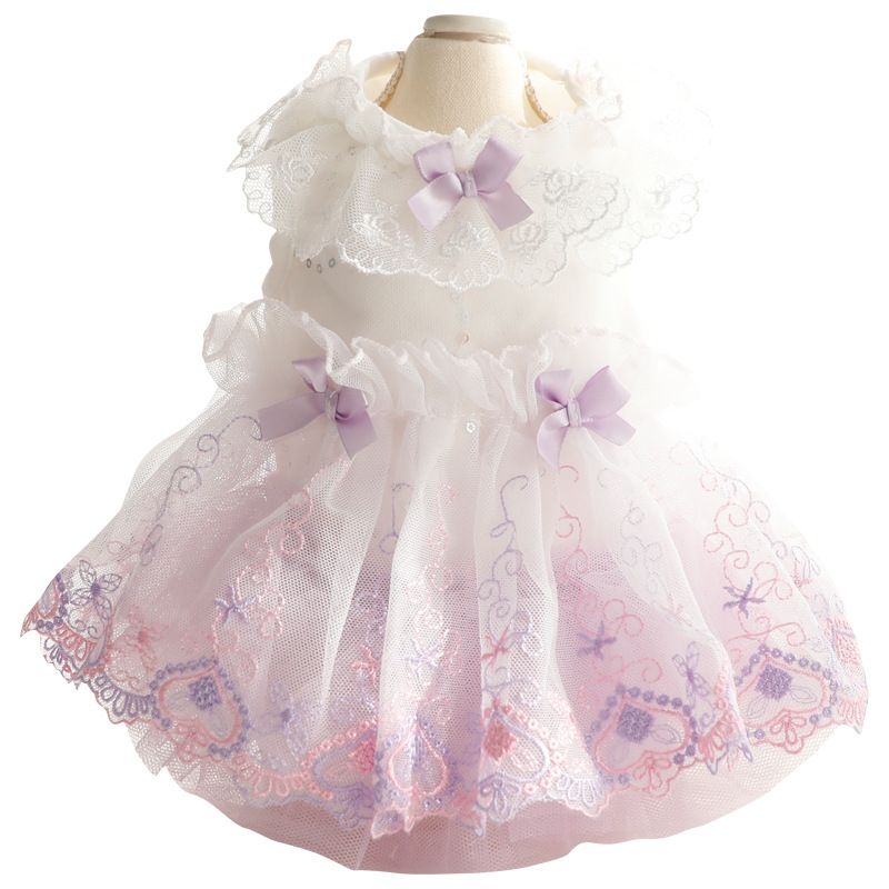Accope Pet Dress Cotton Princess Style Summer Palace gold M