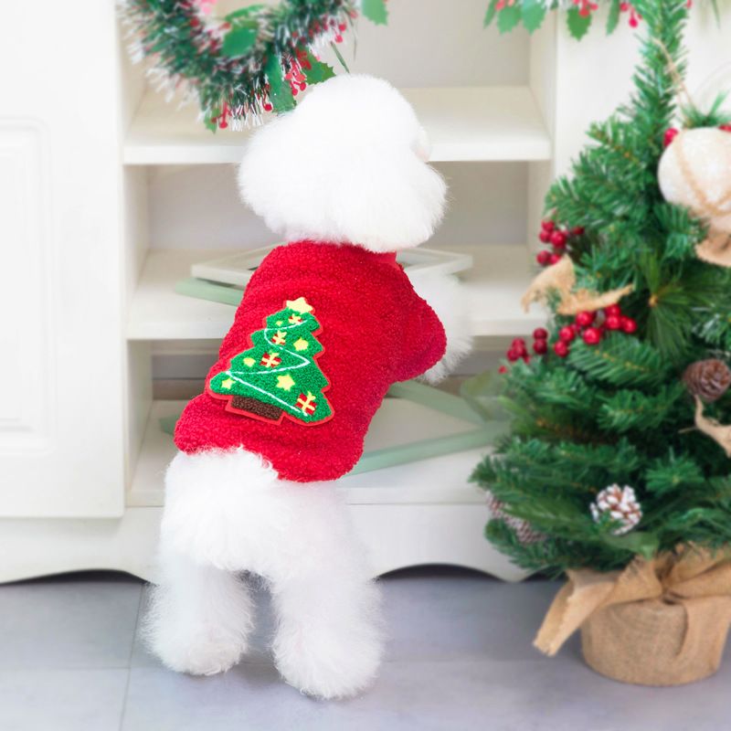 Dogbaby Dog Clothes Fleece Small Breed Christmas Tree 21 Christmas tree fleece-Red L