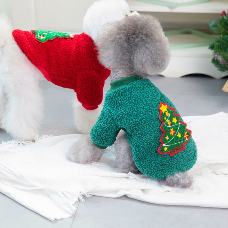 Dogbaby Dog Clothes Fleece Small Breed Christmas Tree 21 Christmas tree fleece-Green
