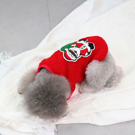 Dogbaby Dog Clothes Fleece Small Breed Christmas Tree 21 Santa Claus Gift Fleece-Red